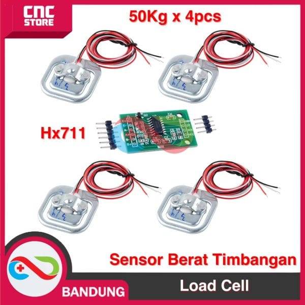 PAKET 4PCS LOAD CELL 50KG PLUS MODUL HX711 SENSOR TIMBANGAN BERAT