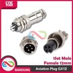 AVIATION PLUG CONNECTOR CB GX12 12MM SET MALE FEMALE - 4 PIN -4P - Image 2