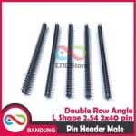 PIN HEADER STRIP MALE DOUBLE ROW ANGLE BENGKOK 2X40 2.54MM BLACK HITAM - Image 3