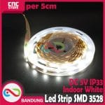 LED STRIP SMD 3528 SINGLE COLOUR DC 5V IP33 INDOOR PUTIH WHITE PER 5CM - Image 5