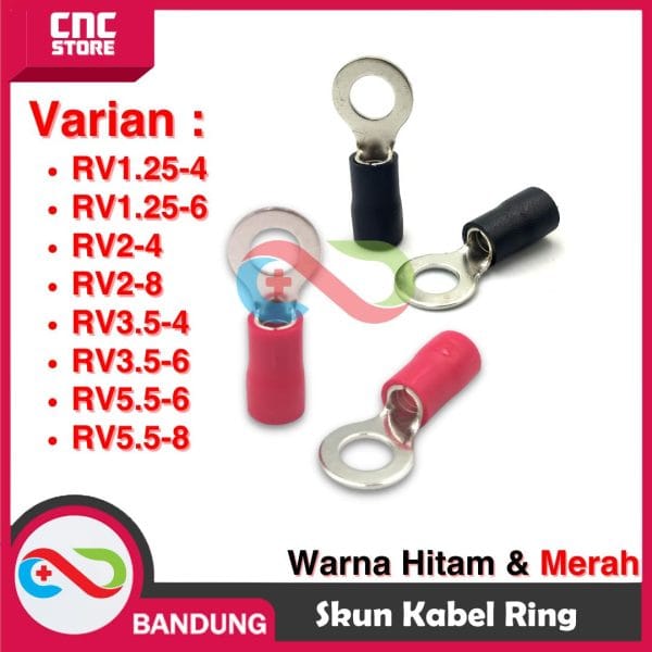 SKUN KABEL RING WARNA RV2-4 - KABEL 1.5MM-2.5MM BAUT 4MM. - MERAH