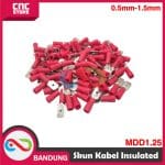 SKUN KABEL INSULATED MALE DISCONNECTS MDD 1.25 Kabel  0.5mm-1.5mm - MERAH pasangan dengan FDD 1.25 - Image 2