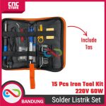 Solder Listrik Set Tas 15 Pcs Lengkap Iron Tool Kit 220V 60W Solder Listrik Murah Paket Penyedot Timah - Image 4
