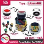 (TOMBOL/ PUSH BUTTON FLAT SWITCH) Push Button 22mm LA38-11BN Push On/Off Flat Switch 10A -GREEN