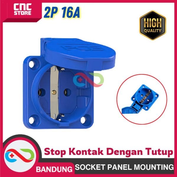 SOCKET PANEL MOUNTING 2P 16A IP45 E 312 EWIG STEKER STOP KONTAK DENGAN TUTUP