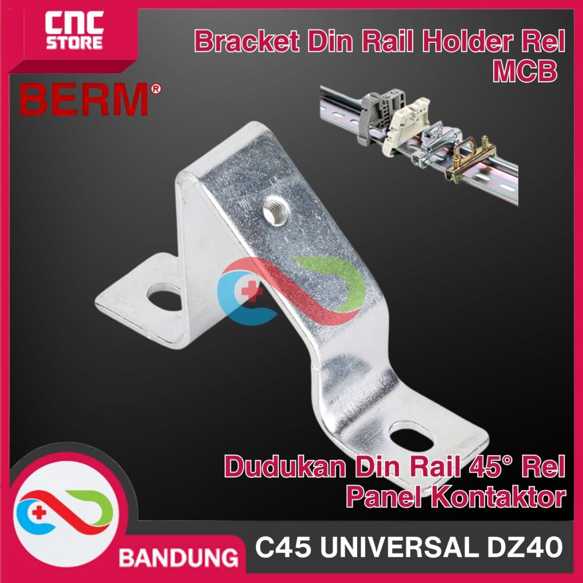 Bracket Din Rail holder Rel MCB Dudukan Din Rail 45 Derajat Rel Panel Kontaktor C45 UNIVERSAL DZ40 - Image 3
