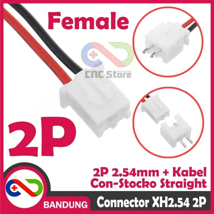 XH2.54 2P 20CM CABLE JST CONNECTOR 2 PIN HEADER SOCKET XH PAIR KONEKTOR - Gambar 1