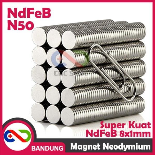 MAGNET NEODYMIUM NDFEB BULAT PERMANEN 8X1MM