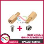 SPACER PCB METAL LOGAM 6x3MM COOPER SPACER KUNINGAN HEXAGON JP3 M3 PLUS NUT