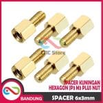 SPACER PCB METAL LOGAM 6x3MM COOPER SPACER KUNINGAN HEXAGON JP3 M3 PLUS NUT - Image 2