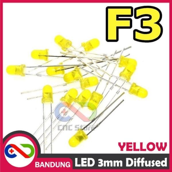 10PCS LED 3MM F3 SUPER BRIGHT YELLOW KUNING DIFFUSED