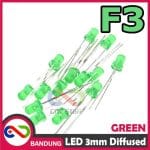 10PCS LED 3MM F3 SUPER BRIGHT GREEN HIJAU DIFFUSED