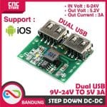 STEP DOWN DC DC 9V - 24V TO 5V 3A DUAL USB OUTPUT CHARGING MODULE