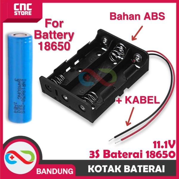 KOTAK BATERAI 18650 BOX 3 11.1V LITHIUM BATTERY