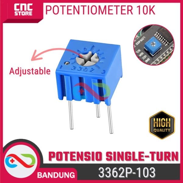 Potentiometer 10K 3362P-103 Single-Turn – Resistor Adjustable Presisi