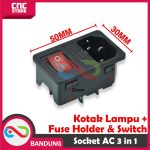 SOKET AC 3IN1 KOTAK LAMPU + FUSE HOLDER POWER OUTLET SOCKET SWITCH - Image 3