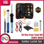 Solder Listrik Set Tas 15 Pcs Lengkap Iron Tool Kit 220V 60W Solder Listrik Murah Paket Penyedot Timah