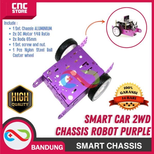 CHASSIS ALUMINUM ROBOT SMART CAR 2WD CHASSIS ROBOT PURPLE