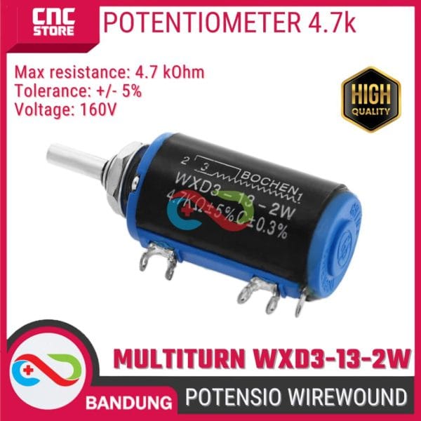 Potentiometer Wirewound 4.7K Presisi Multiturn WXD3-13-2W 2W – Resistor Adjustable