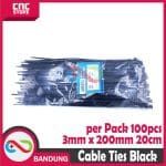 CABLE KABEL TIES TIS 3x200MM 20CM - BLACK PACK 100PCS - Image 3