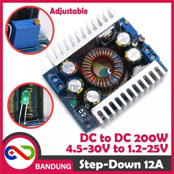 STEP DOWN 12A 200W DC TO DC ADJUSTABLE POWER SUPPLY 4.5-30V TO 1.2-25V STEPDOWN
