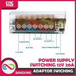 POWER SUPPLY SWITCHING PSU 12V 20A HIGH QUALITY ADAPTOR JARING 12V 20A SWITCHING POWER SUPPLY - Image 3