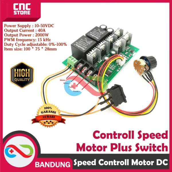 PWM DC 10-50V 40A 2000W SPEED MOTOR CONTROL 12V 24V 48V FORWARD REVERSE