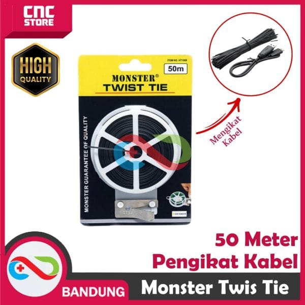 PENGIKAT KABEL TWIS TIE HITAM - 50M BLACK MONSTER CABLE TWIS TIE