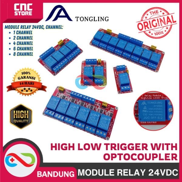 MODULE RELAY 24V HIGH LOW TRIGGER WITH OPTOCOUPLER -2 CHANNEL