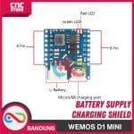 WEMOS D1 MINI LITHIUM (LiPo) BATTERY SUPPLY CHARGING SHIELD - Image 4