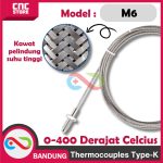 PROB THERMOCOUPLE TYPE-K - PROB THERMOCOUPLE TYPE-K  THERMOSTAT SENSOR SUHU TINGGI 0-400 M6 DERAJAT CELCIUS -1 meter - Image 4