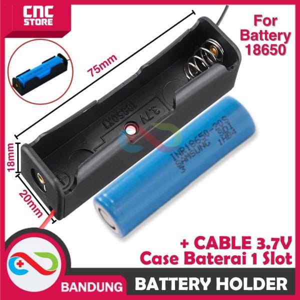 SOKET TEMPAT BATERAI HOLDER CASE BATERRY 18650 SOCKET 3.7V 1S DENGAN KABEL