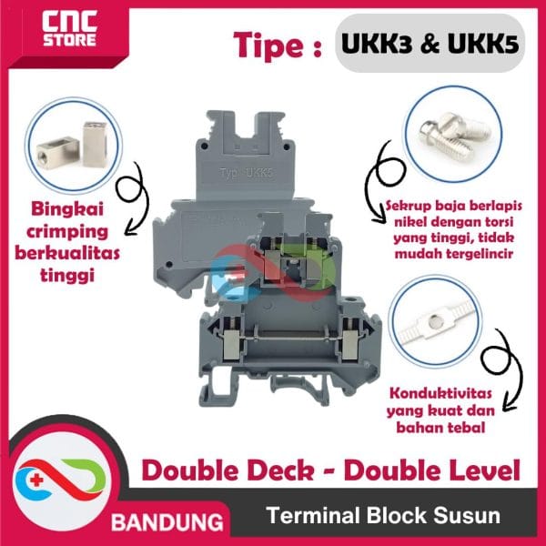 Terminal Block Susun Double Deck - Terminal Block Susun UKK3 Double Deck UKK3N Double Level CUKK-3 dan Terminal Block Susun UKK5 Double Deck UKK5N Double Level CUKK-5 -UKK3N Double Level CUKK-3