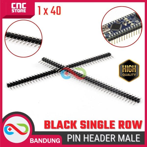 PIN HEADER MALE STRIP SINGLE ROW 1X40 2.54MM BLACK HITAM FOR ARDUINO MINI NANO
