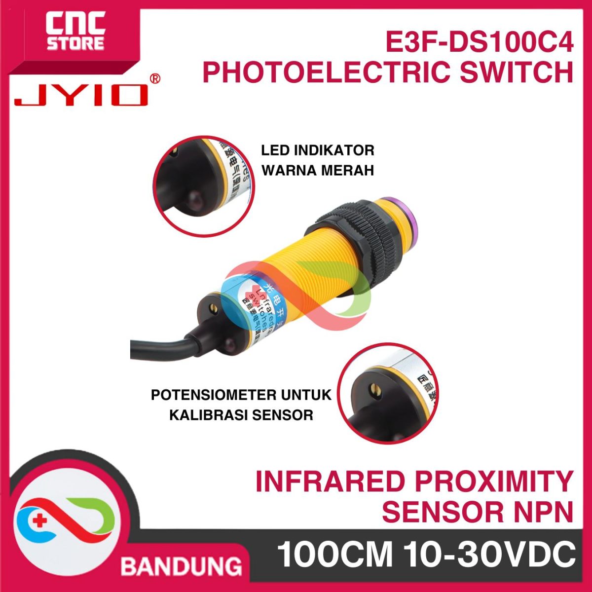 E3F-DS100C4 PHOTOELECTRIC SWITCH 100CM DC Infrared Proximity Sensor NPN E18-D100NK INDUSTRIAL - Image 3