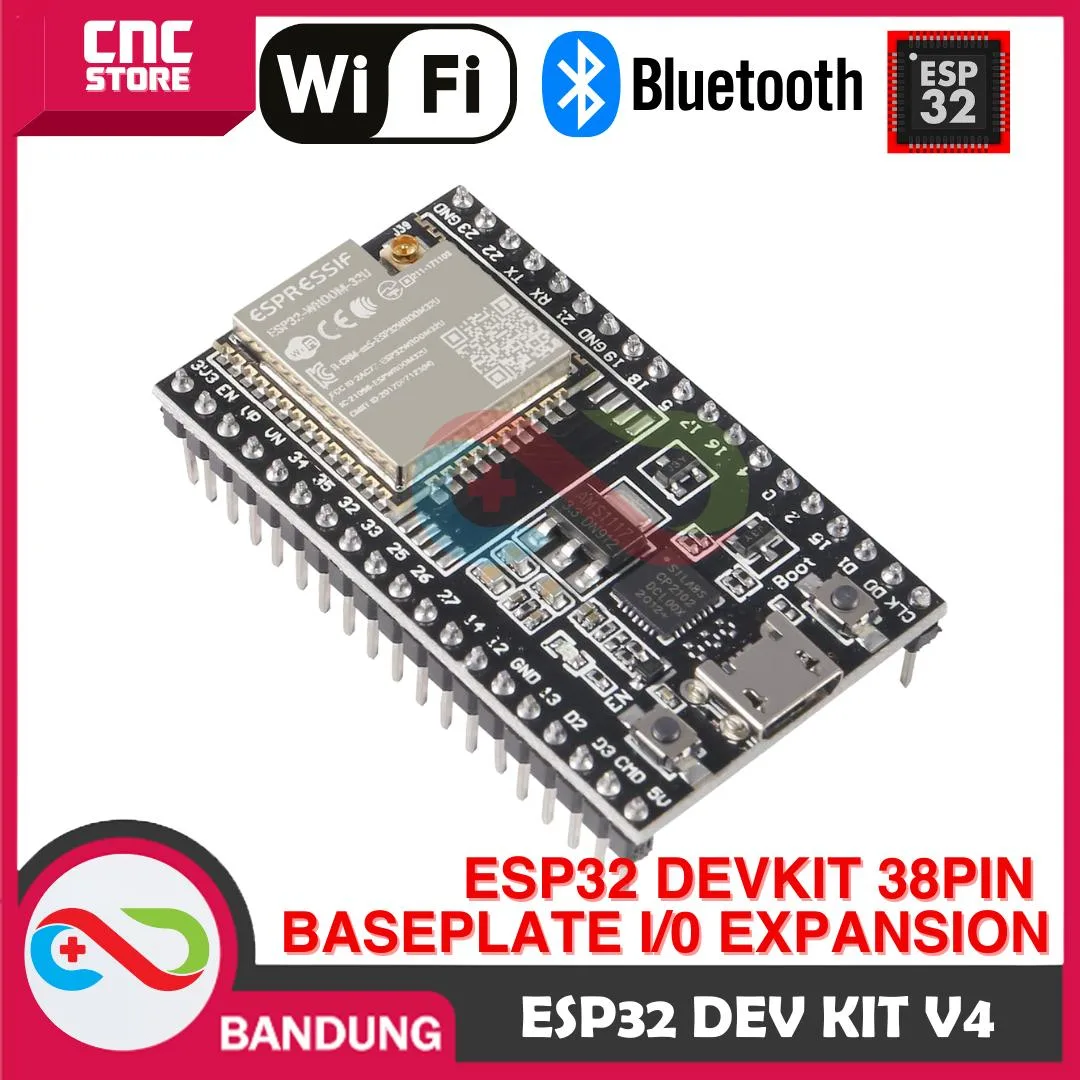 ESP32 ESP-32 DEVKITC V4 WROOM-32U WIFI BLUETOOTH DEVELOPMENT BOARD PLUS EXPANSION BASE PLATE - Gambar 3
