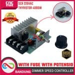 SCR 220V 4000W Dimmer Motor Speed Controller AC + Fuse + Potensiometer