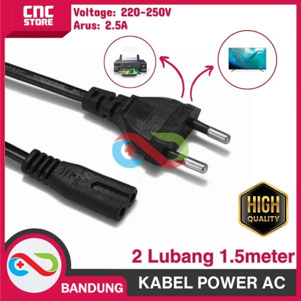 KABEL POWER AC ANGKA 8 DUA LUBANG 1.5METER