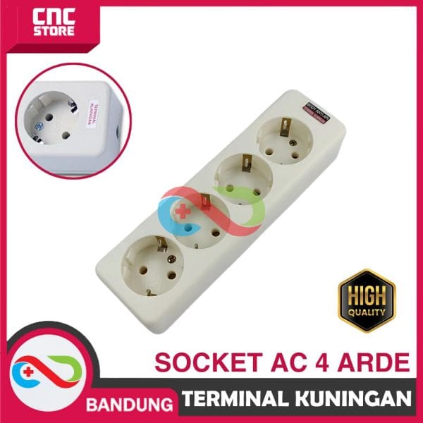 TERMINAL KUNINGAN STOP KONTAK 4 LUBANG SOCKET AC 4 ARDE