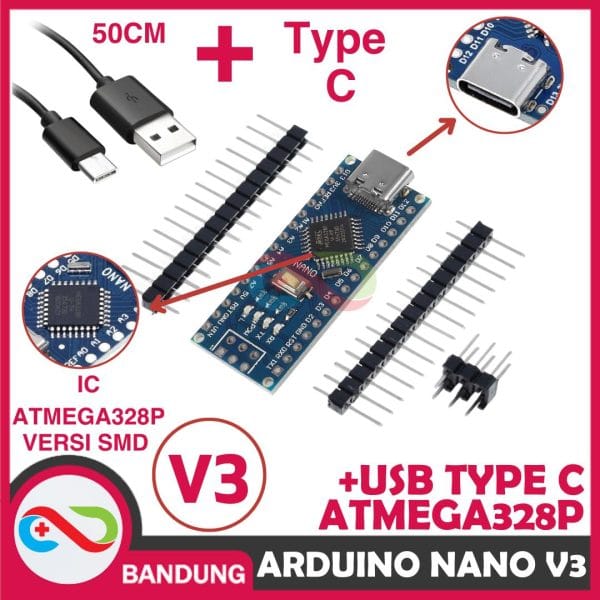 ARDUINO NANO V3.0 ATMEGA328 TYPE-C PLUS KABEL