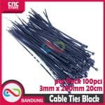 CABLE KABEL TIES TIS 3x200MM 20CM - BLACK PACK 100PCS - Image 4