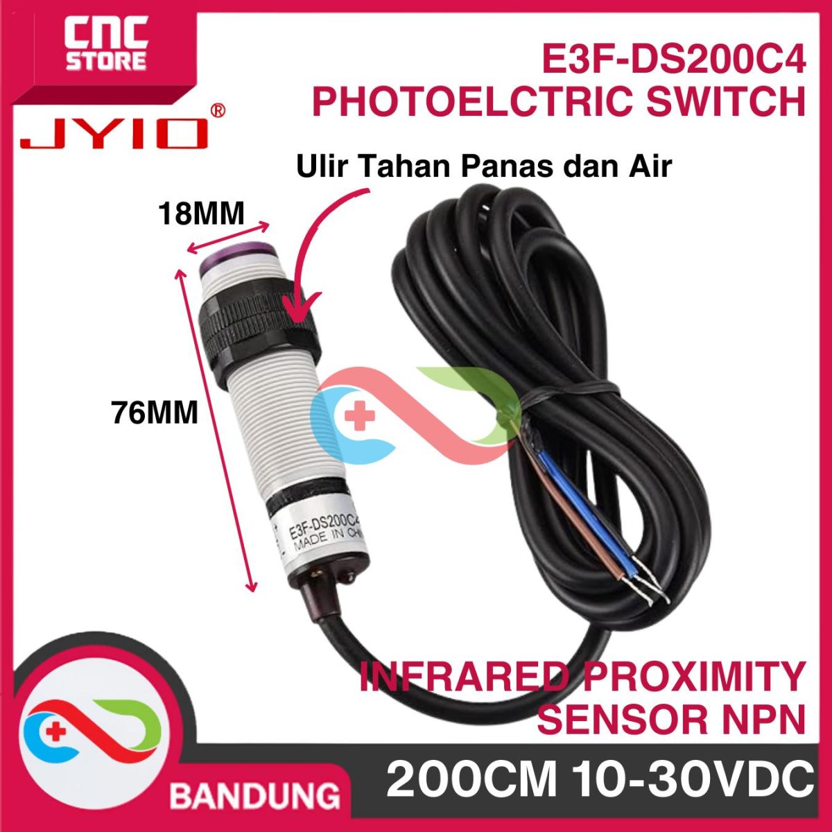 E3F-DS200C4 PHOTOELECTRIC SWITCH 200CM DC Infrared Proximity Sensor NPN E18-D200NK INDUSTRIAL - Image 4