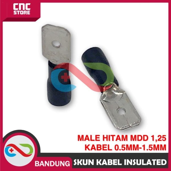SKUN KABEL INSULATED MALE DISCONNECTS MDD 1.25 KABEL 0.5MM-1.5MM - HITAM