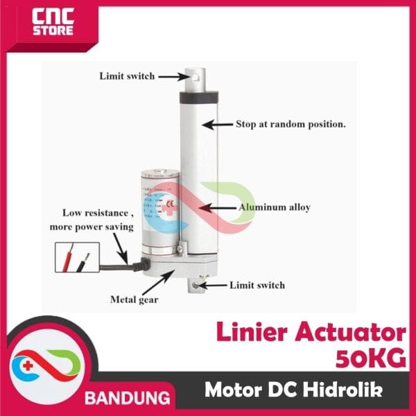 LINEAR ACTUATOR MOTOR DC 12V HIDROLIK HYDRAULIC 200MM 500N 50KG 20CM