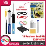 Solder Listrik Set Tas 15 Pcs Lengkap Iron Tool Kit 220V 60W Solder Listrik Murah Paket Penyedot Timah - Image 2