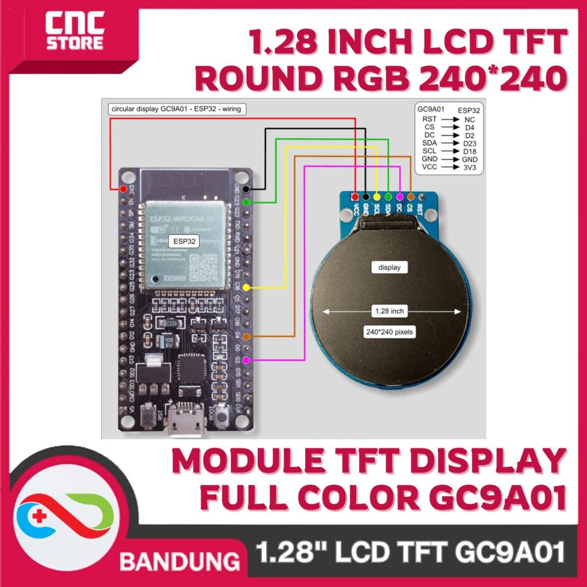 MODUL TFT DISPLAY 1.28 INCH LCD ROUND RGB 240*240 GC9A01 FULL COLOR - Image 6