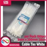 CABLE KABEL TIES TIS  3x200MM 20CM - PUTIH PACK 100PCS - Image 3