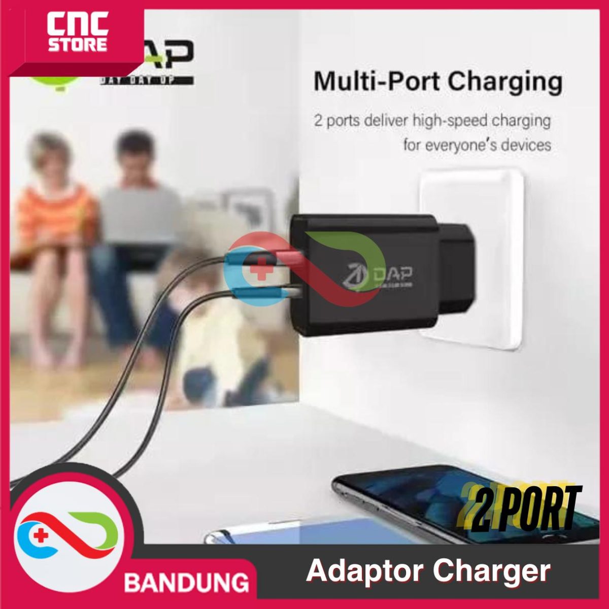 TRAVEL CHARGER ADAPTOR UNIVERSAL FOR HP ESP32 ESP8266 2 DUAL PORT USB 2.4A - Image 2