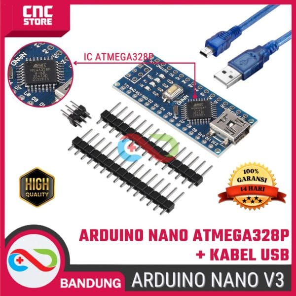 Arduino Nano V3.0 ATmega328P CH340 CH340G 5V Board + Kabel USB - Pengembangan Proyek Elektronik