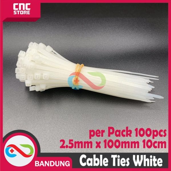 CABLE KABEL TIES TIS 2.5x100MM 10CM - PUTIH PACK 100PCS